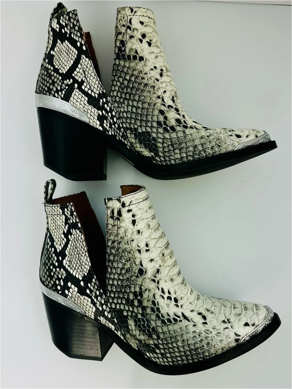 Jeffrey Campbell Snake Skin Ankle Boots. Cowboy boots